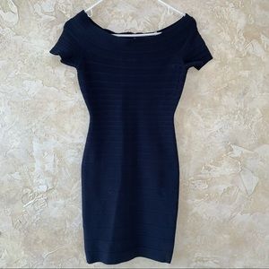 NWOT Hervé Leger off the shoulder bandage mini dress short sleeve size small